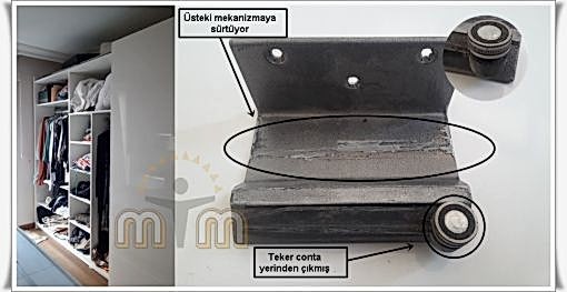   Birde panel kapaklar ve alüminyum çerçeveli panel kapaklar vardır. Gördüğünüz gibi birçok çeşitli sistem ve kapaklar mevcut. Konumuza dönecek olursak gardırop kapaklarında takılma sorunları genelde üstten çalışan ağır hacimli kapaklarda meydana gelmektedir. Peki, neden bu sorun oluşur? 