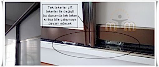 Sürgülü dolabın kapakları birbirine takılıyor Butür sorunların oluşmaması için dolap kapaklarını sağa sola hareket ettirirken, sert ve hızlı davranmamanız gerekiyor. Bu şekilde davrandığınız takdirde fren mekanizmalarına çarpan kapak tekerlerin raydan çıkmasına ve fren sistemininde kırılmasına sebebiyet vermiş olursunuz.